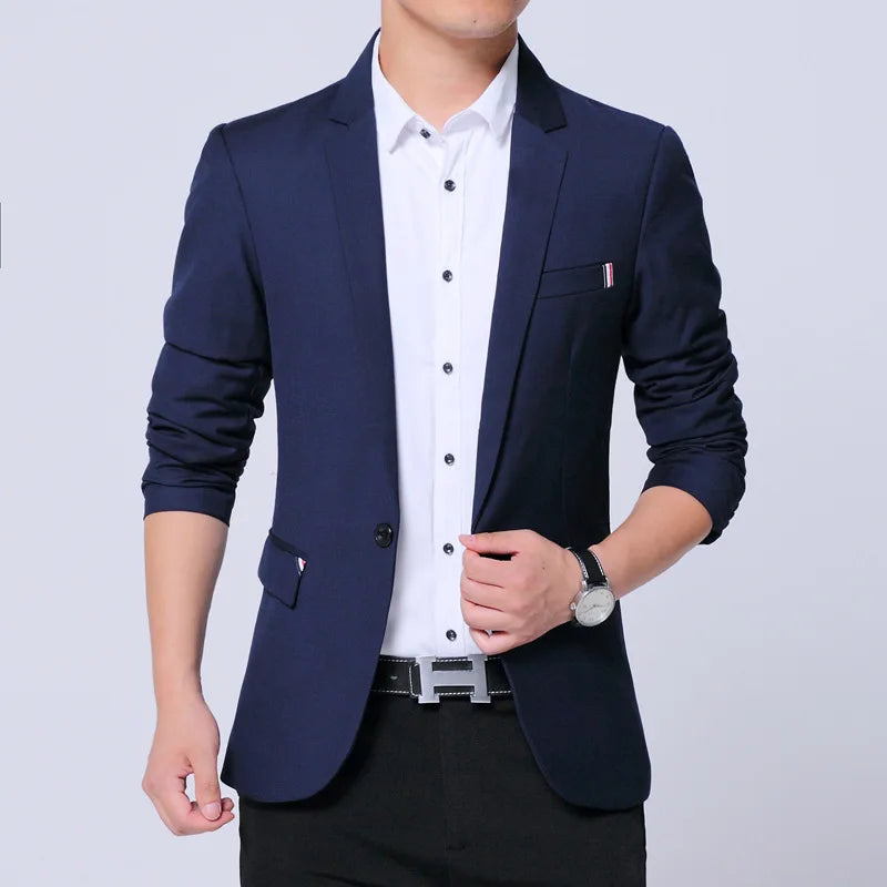 Blazer Men's Fashion Premium Business Outdoor Gentleman Self-cultivation English Style Solid Color Casual Hosts Weddings Blazer