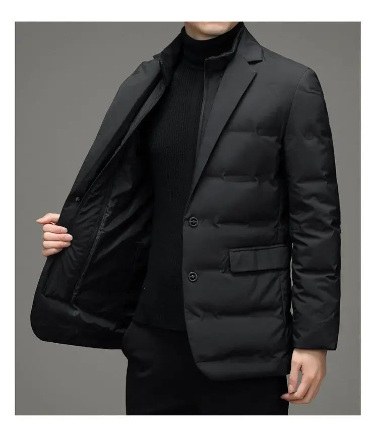 High Quality Men's Handsome down Jacket with Scarf Collar M-6XL Big Plus Size for Middle-Aged Dad Fashionable Outerwear