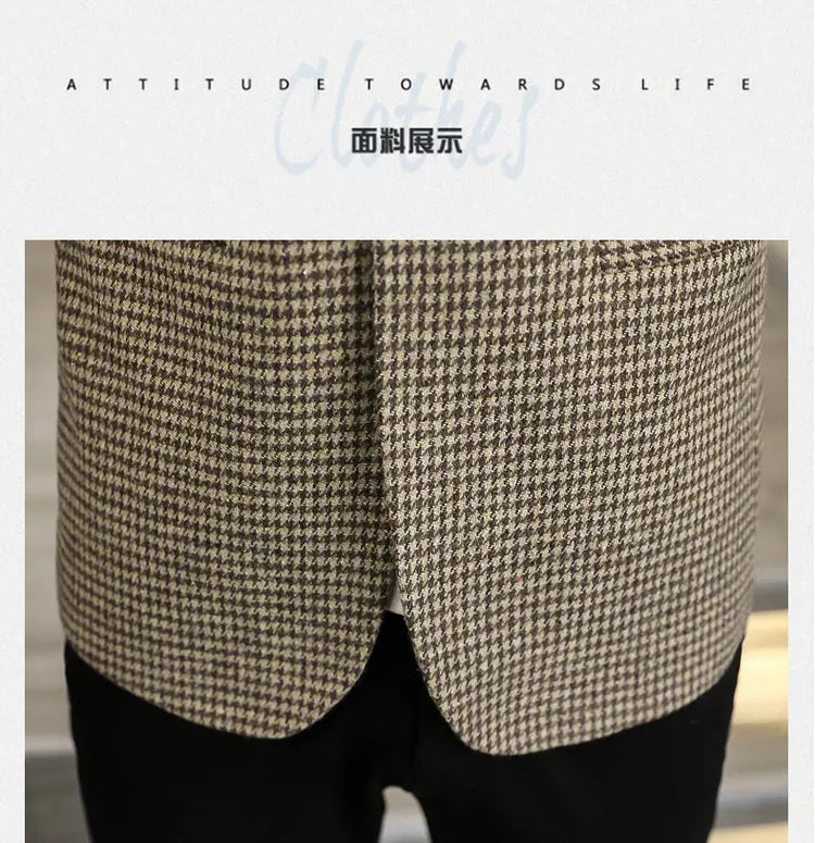 2026 Blazer Outdoor Men's Checked Fashion Business Trend Wedding Slimming Gentleman Casual Korean Travel High Formal Wear Blazer