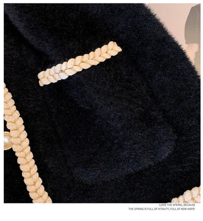 Spring And Autumn Annals Female New V-neck Knitted Mink Velvet Vest Women Xiaoxiangfeng Sweater V-neck Vest Shoulder Tops Jacket