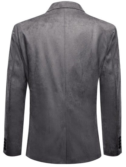 Vintage Mens Suede Blazer Jacket Casual Business Single Breasted Suit Coat Long Sleeve Patch Pocket Blazer for Office Streetwear