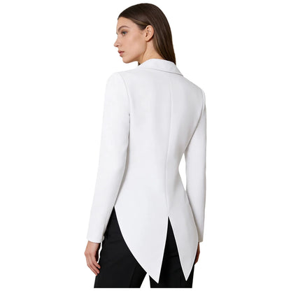 Womens Tailcoat Blazer Vintage Swallowtail Jacket Lapel Tuxedo Coat Outerwear for Nightclub Cocktails Waitress Cosplay Costume