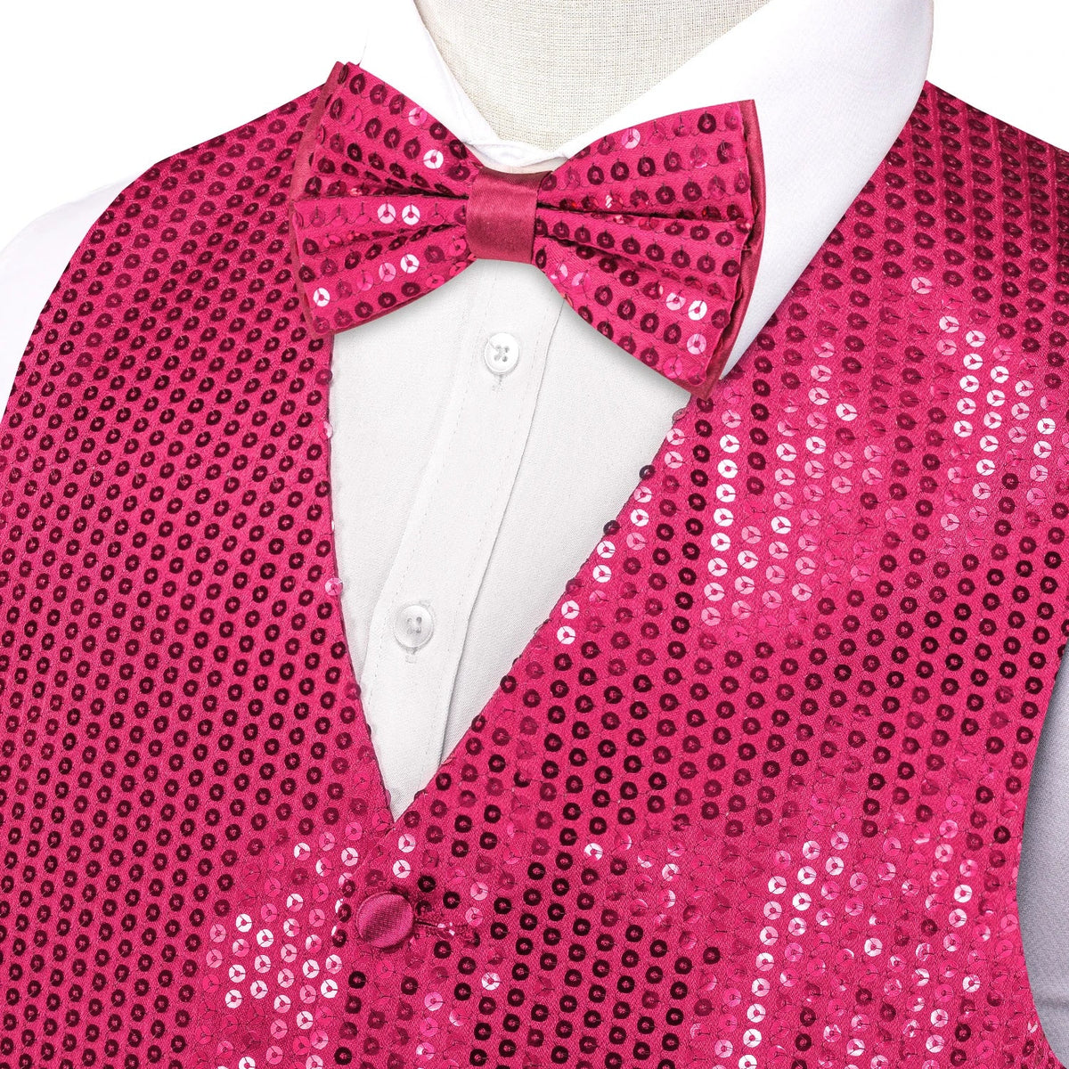 Men's Sequin Vest with Matching Bow Tie – Shiny Party Vest for Men