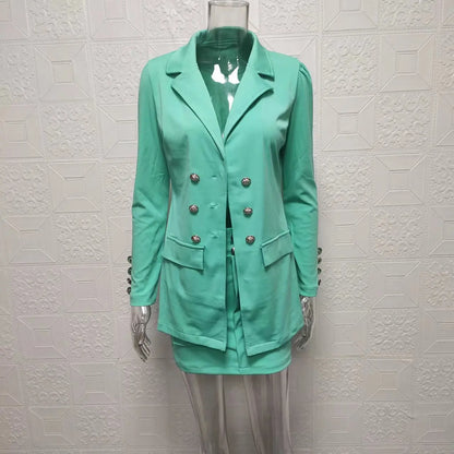 Fashionable Casual Print Long Sleeve Women's Suiting Skirt Ensemble Autumn Commute Wear Polyester Fabric Unisex O2O Sales