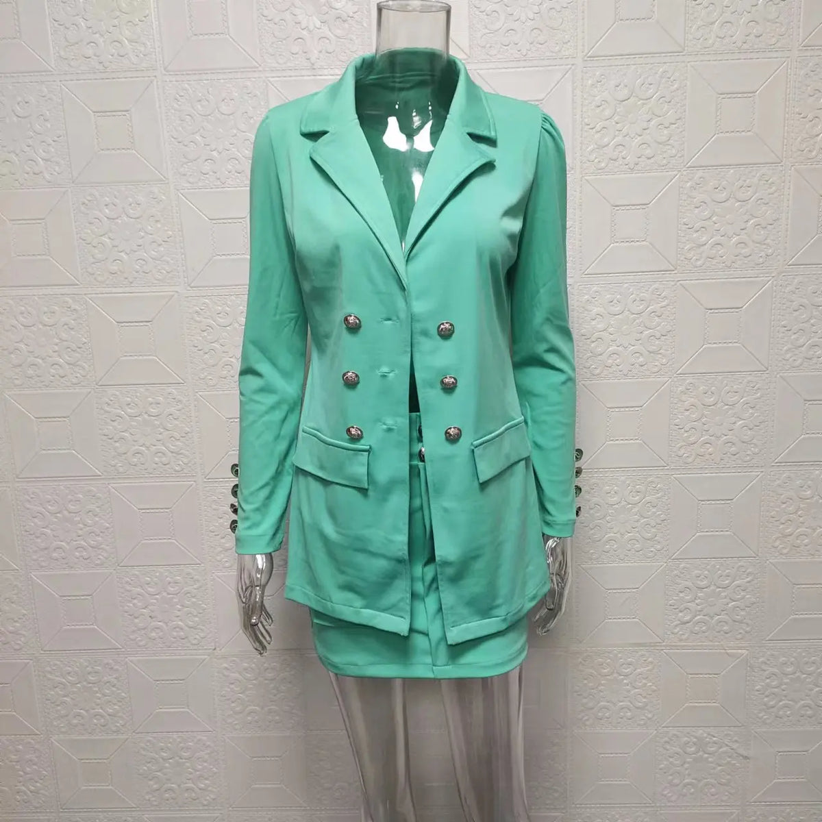 Fashionable Casual Print Long Sleeve Women's Suiting Skirt Ensemble Autumn Commute Wear Polyester Fabric Unisex O2O Sales