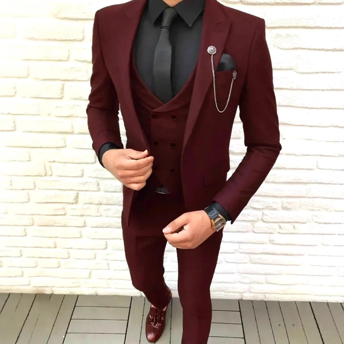 Men's 3-Piece Slim Fit Suit – Notch Lapel Blazer, Trousers & Waistcoat for Formal Occasions