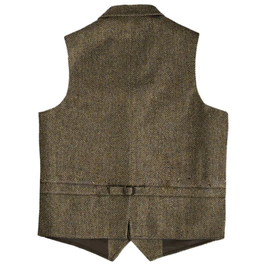 Men's Vest Herringbone Single Button Lapel Waistcoat for Wedding & Business