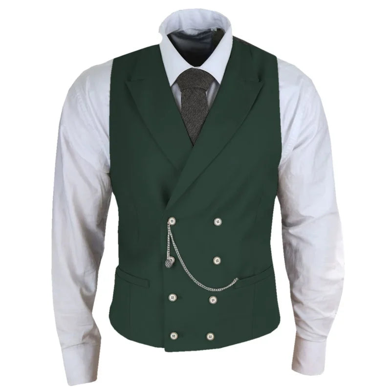 Men's Formal Satin Vest | Double Breasted Waistcoat for Wedding, Banquet & Business