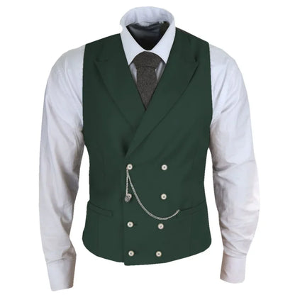 Men's Formal Satin Vest | Double Breasted Waistcoat for Wedding, Banquet & Business