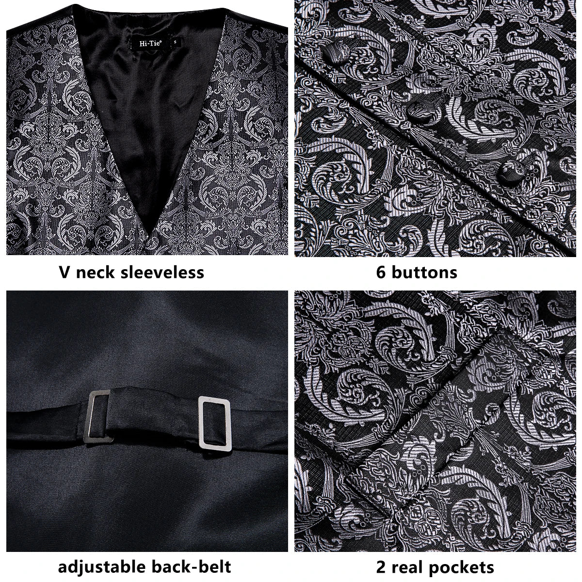 Men's Floral Paisley Vest and Tie Set – Formal Waistcoat with Necktie and Pocket Square for Weddings and Business Events