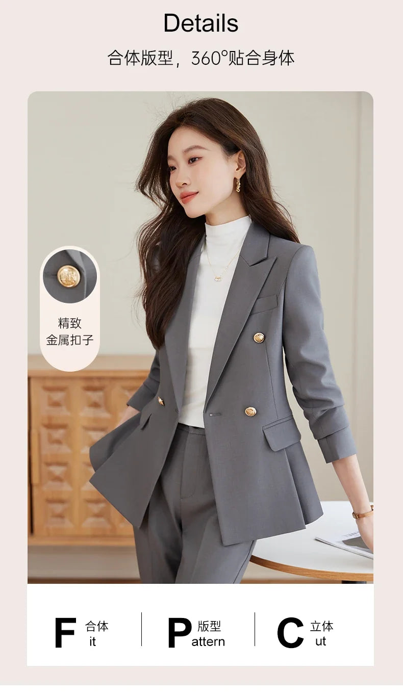 Elegant and fashionable professional women's high-quality two-piece suit jacket + pants. 2025 autumn/winter new styles