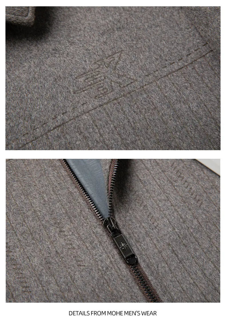 Men's Double-Faced Woolen Zipper Jacket Autumn Winter 50% Wool Removable Inner Vest Mid-Youth Fashionable Woolen Top