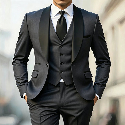 Ensemble trois pièces homme pour mariage d'automne – Blazer, pantalon et gilet grande taille – Costume mode coupe slim