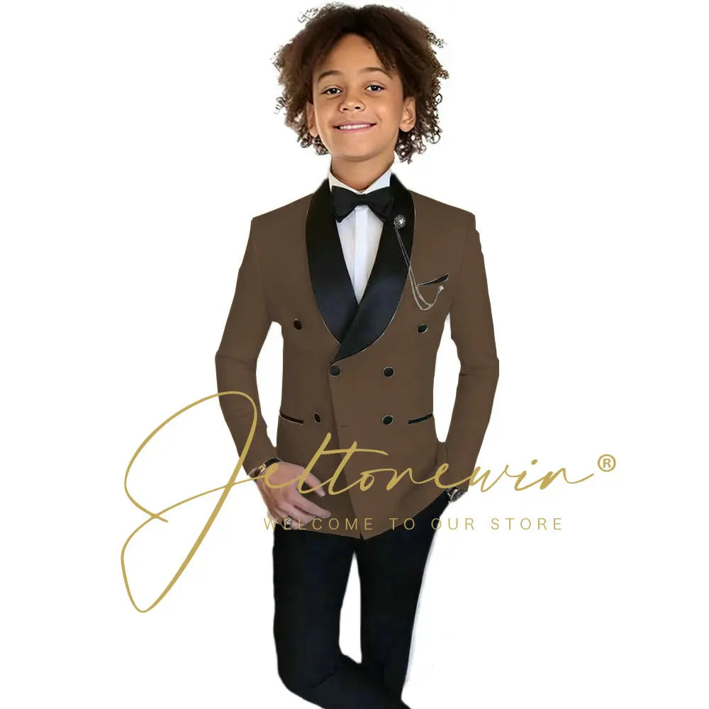 Boys Formal Suits Double Breasted Wedding Outfits Host Performance Costume for Children 2-16 Years Old Kids Birthday Blazer Set