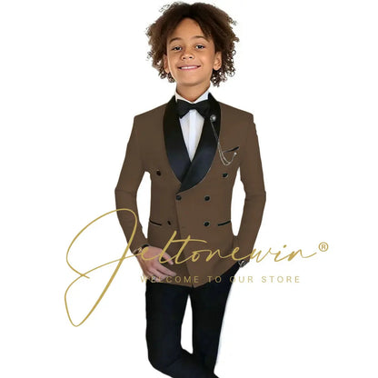 Boys Formal Suits Double Breasted Wedding Outfits Host Performance Costume for Children 2-16 Years Old Kids Birthday Blazer Set