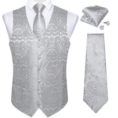 Men's Suit Vest and Tie Set – Single Breasted Waistcoat with Necktie and Pocket Square for Weddings and Business Events