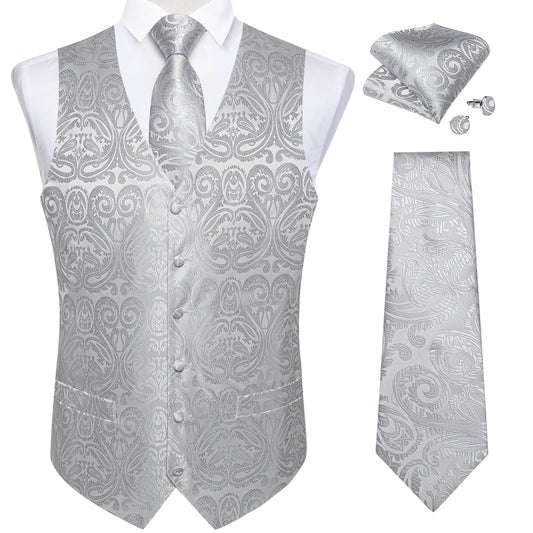 Men's Suit Vest and Tie Set – Single Breasted Waistcoat with Necktie and Pocket Square for Weddings and Business Events