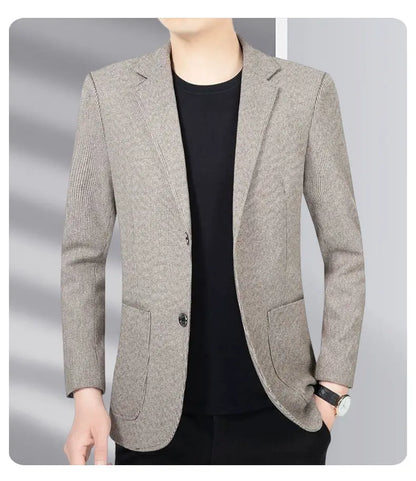 Blazer Men's Business Gentleman Wedding Fashionable Solid Color Best Man, Slimming and Casual Middle-aged and Elderly Blazer