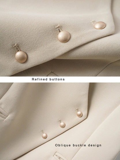Short V-Neck Suit Vest for Women, Spring and Autumn Slant-Buttoned Top, Perfect for Office Wear and Versatile Vest