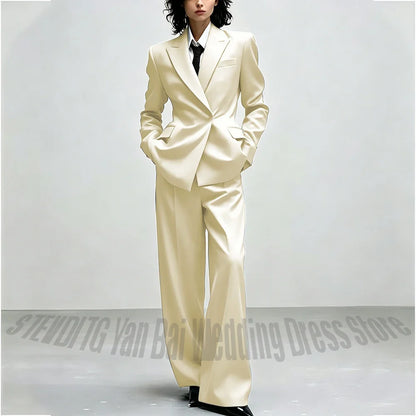 Casual Women Suit Trendy Solid Black Long Sleeve Lapel Straight Fashion Jacket Pants All-Match Shopping Street Style Daily Wear