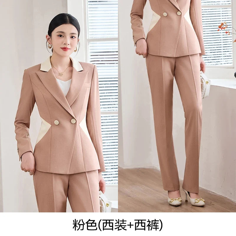 Fashionable professional women's attire, exquisite elegant two-piece pant + suit jacket. 2025 autumn winter new styles