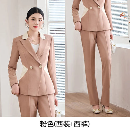 Fashionable professional women's attire, exquisite elegant two-piece pant + suit jacket. 2025 autumn winter new styles