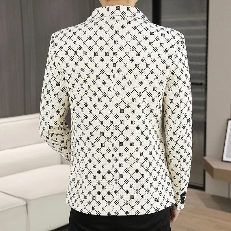 Blazer Men's Fashion Outdoor Travel Gentleman Wedding Slimming Business Versatile Letter Youth Casual Korean Formal Wear Blazer
