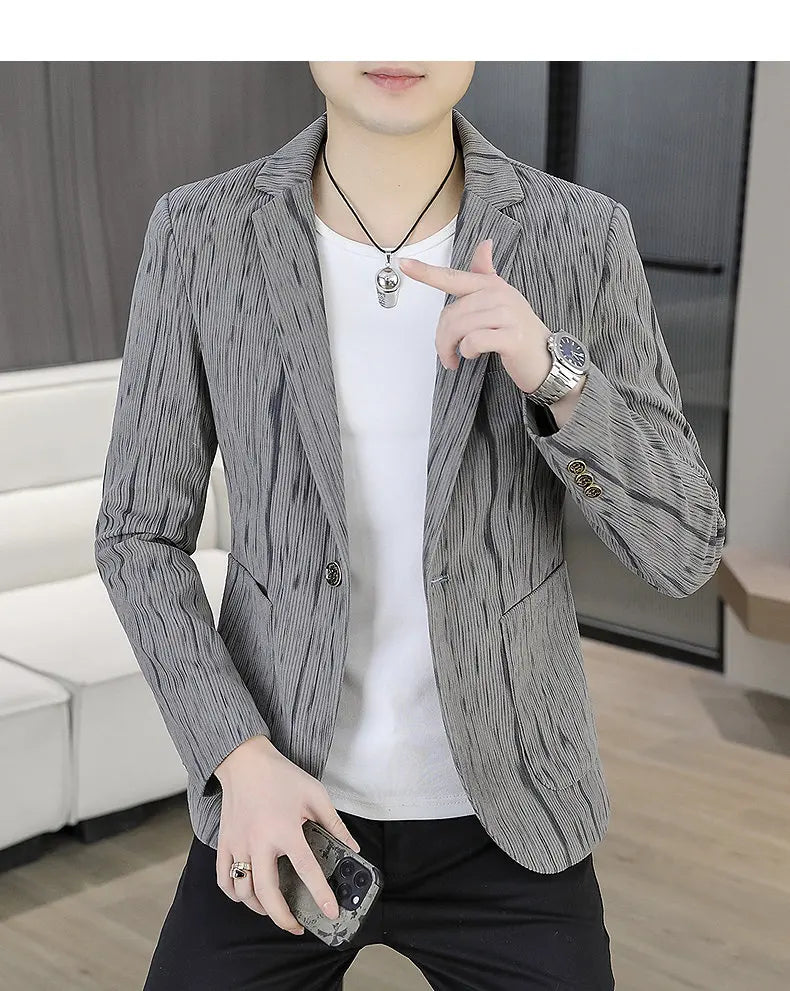 Blazer Men's Fashion Outdoor Travel Gentleman Wedding Slimming Business Versatile Trendy Casual Korean-style Formal Wear Blazer