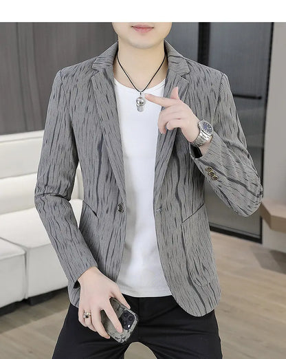Blazer Men's Fashion Outdoor Travel Gentleman Wedding Slimming Business Versatile Trendy Casual Korean-style Formal Wear Blazer