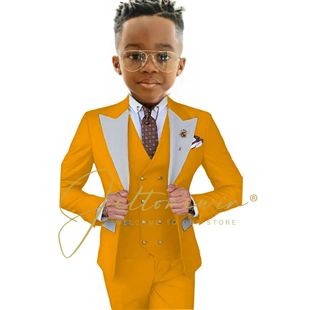 Suits For Boy Jacket Vest Pants 3 Pieces Dark Green Birthday Costume Flower Boys Formal Party Suit Kids Wedding Suit Tuxedo