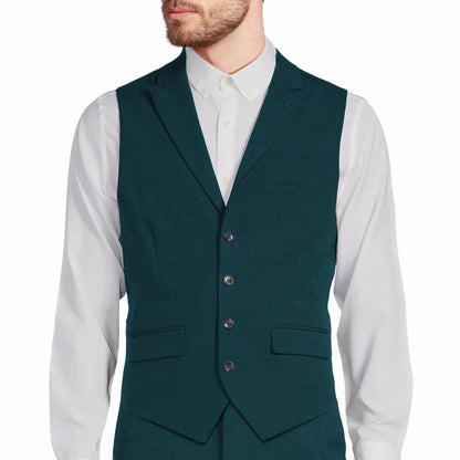 Men's Formal Vest Single Button Lapel Solid Waistcoat for Wedding & Business