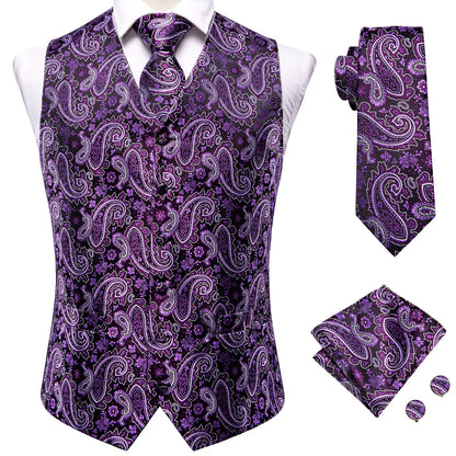 Men's Vest Set – Silk Floral Paisley Waistcoat & Tie Set for Weddings