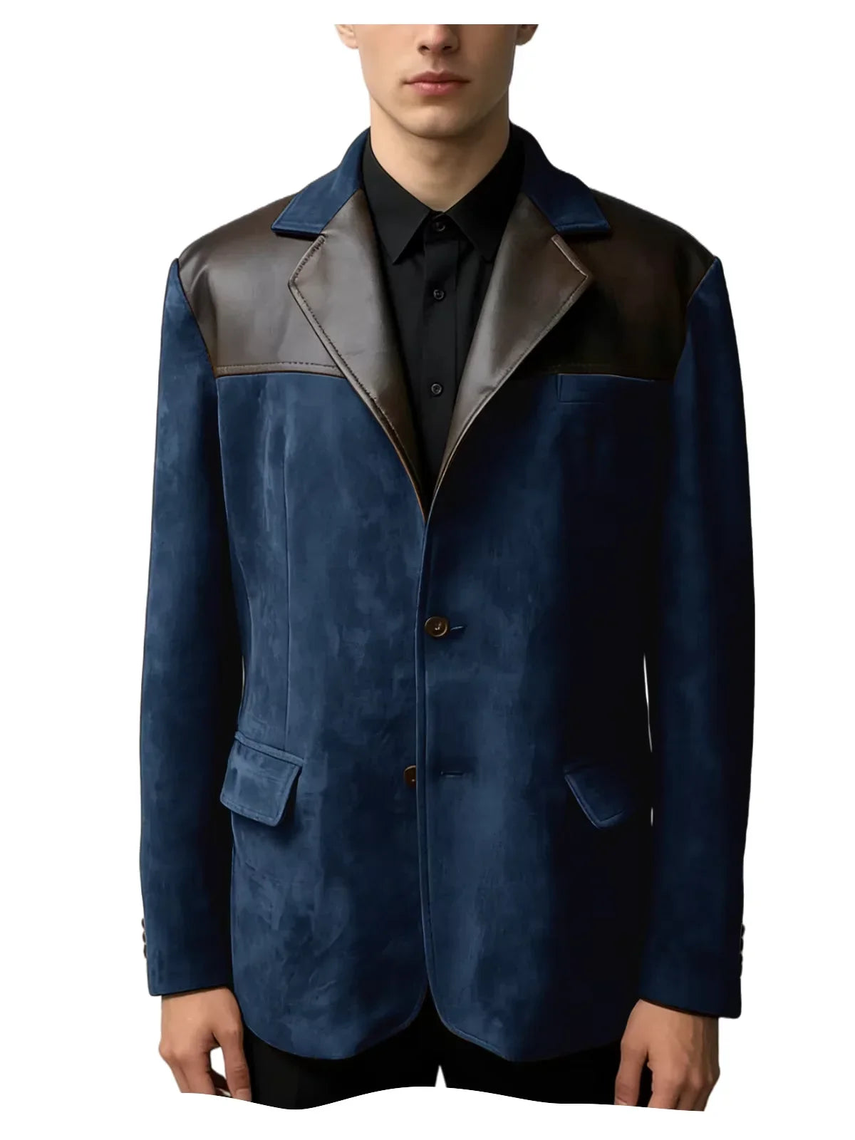Men's Suede Blazer Single Breasted Slim Fit Classic Suit