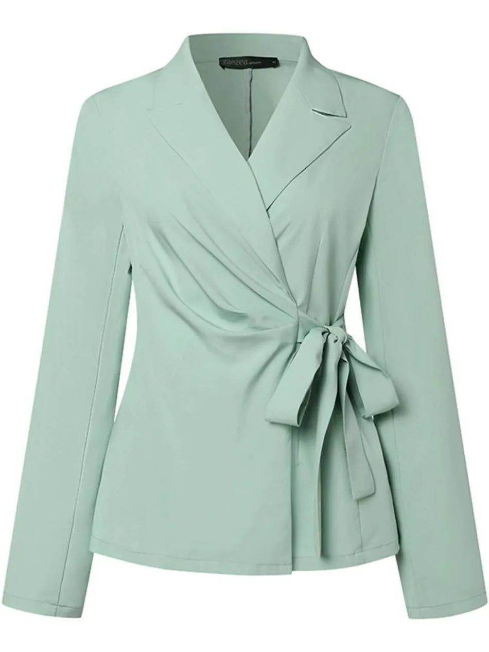 Spring 2pcs Office Women Matching Sets Solid Work OL Blazer Suits Fashion Long Sleeve Shirt Wide Leg Pant Sets Outfit 2026