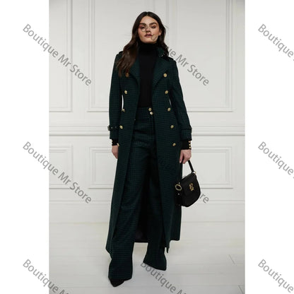 Elegant Houndstooth Women Suits 2 Piece Peak Lapel Formal Casual Prom Party Pants Sets Blazer with Pants