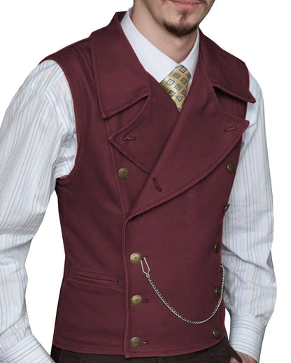 Men's Double Breasted Waistcoat – Solid Color Formal Vest for Weddings & Events