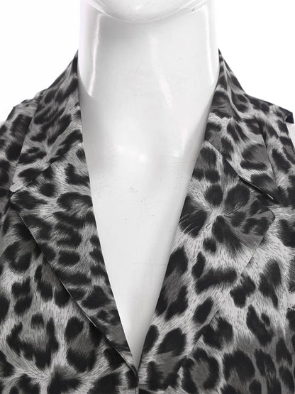 Office Lady Fashion Vest Streetwear Leopard Print Women's Waistcoat Button-down Vests Lapel Tank Top V Neck Vest Workwear Mujer