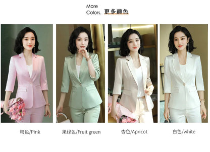 High-end Premium Women's Blazer Pant Two Piece Office Suit 2022 Spring New Elegant Temperament Female Jacket Casual Ninth Pants