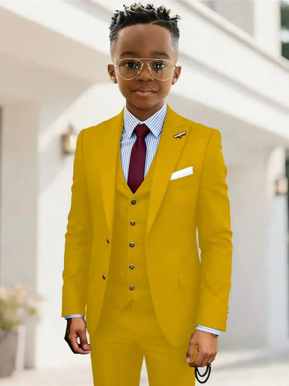 Formal Boys Suits 3 Pieces Wedding Ring Bearer Outfit Handsome Peak Lapel Homecoming Suit Set Fast Delivery Tuxedo 2-20T