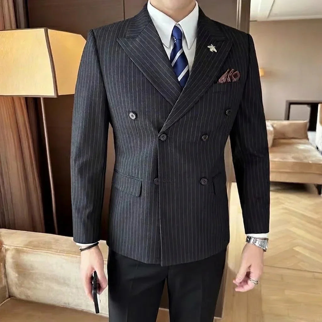 Men's Double Breasted Blazer – Formal Wedding & Business Jacket