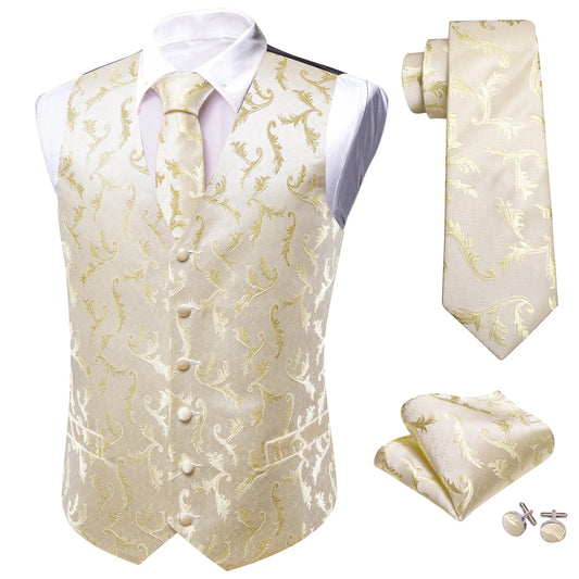 Men's Suit Vest with Matching Tie | Jacquard Paisley Waistcoat for Weddings & Formal Events