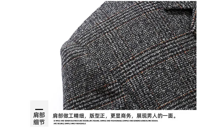 Blazer Autumn and Winter Men's Fashion Business Outdoor Travel Checkered Wedding Youth Slimming Casual High Formal Wear Blazer
