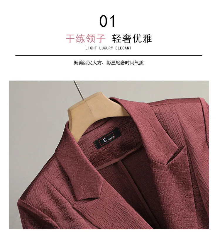 Fashion Office Ladies Blazer and Pants Suit Formal Angola Red Women Jacket Trouser Women Business Work Wear 2 Piece Set