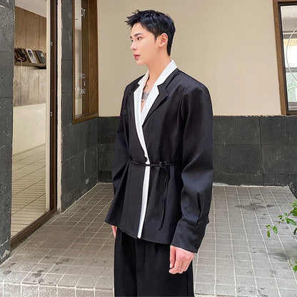 Collar Double 2026 Contrast Spring Layer New Color Casual Blazer Coat Men's Fashion Handsome Elegant Male Clothes JY8406