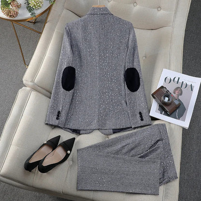 High Quality Fabric Women Business Suits With Pants and Blazer Coat Professional Autumn Winter Office Ladies Pantsuits Blazers