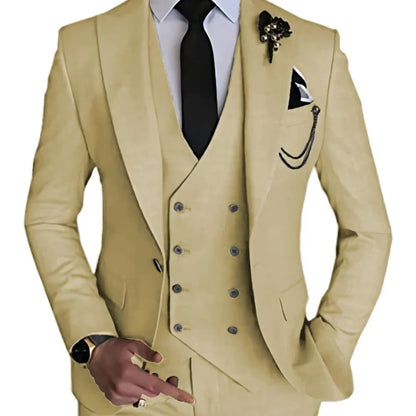 3 Piece Men's Wedding Dress Suits Slim Fit Peak Lapel Blazer+Vest+Pants Groom Tuxedos for Party Formal Suit Elegant Men Clothes