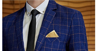 Men's Plaid Smart Casual Blazer Slim Fit Single Button Suit Jacket for Wedding & Business