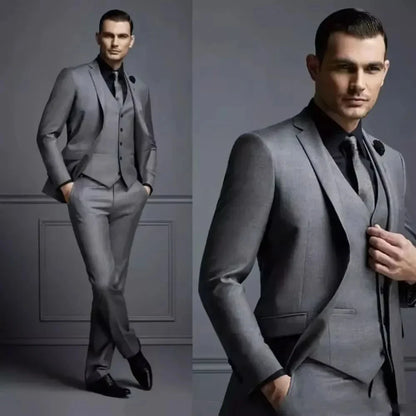 Costume sur mesure pour marié et garçons d'honneur, ensemble gris, smoking de témoin, costume de bal de mariage, veste + pantalon + gilet