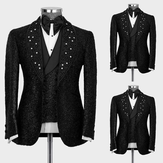 Men's 2-Piece Sequin Blazer Suit with Trousers for Wedding, Groom & Formal Events