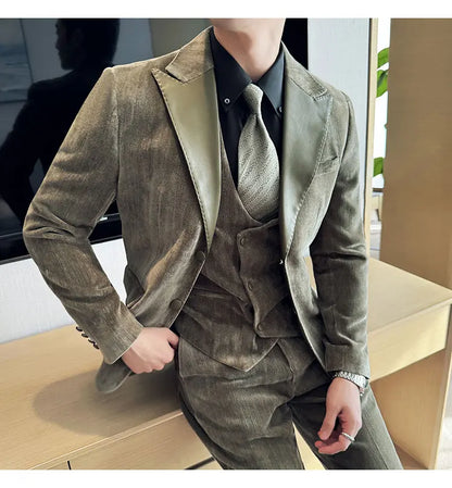 Men's Slim Fit 3-Piece Suit – Smart Casual & Wedding Formal Set